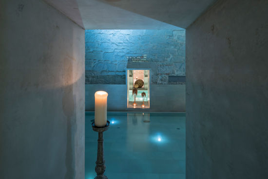 Immagine di Ingresso al bagno, al rituale spa e alla piscina a sfioro sul tetto